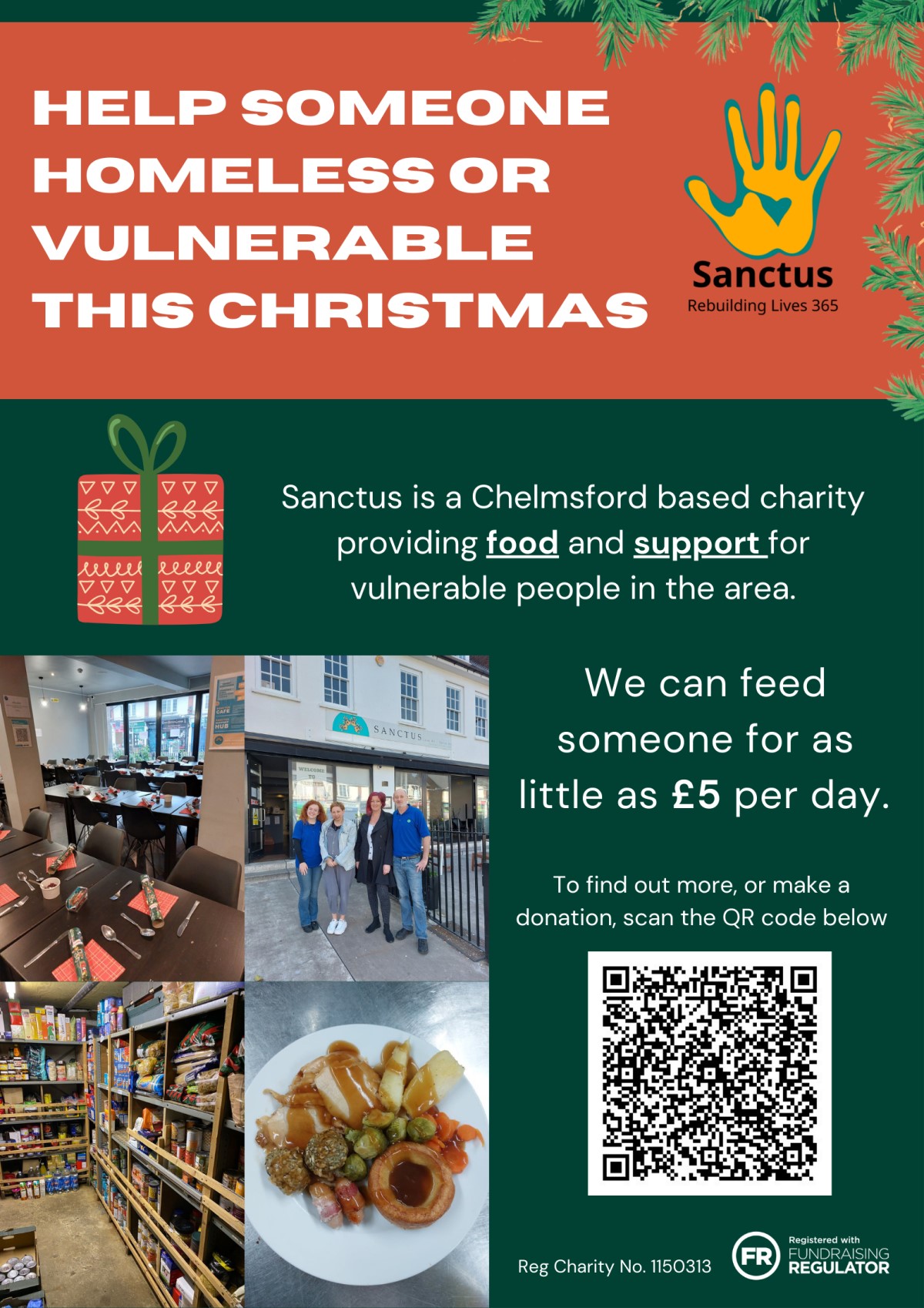 Help someone homeless or vulnerable this Christmas flyer Sanctus